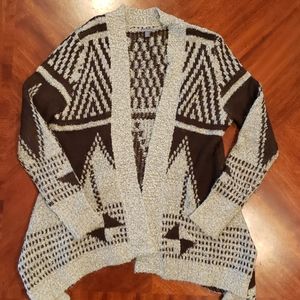 Charlotte Russe Sweater Cardigan Cream Brown Women's Size Large